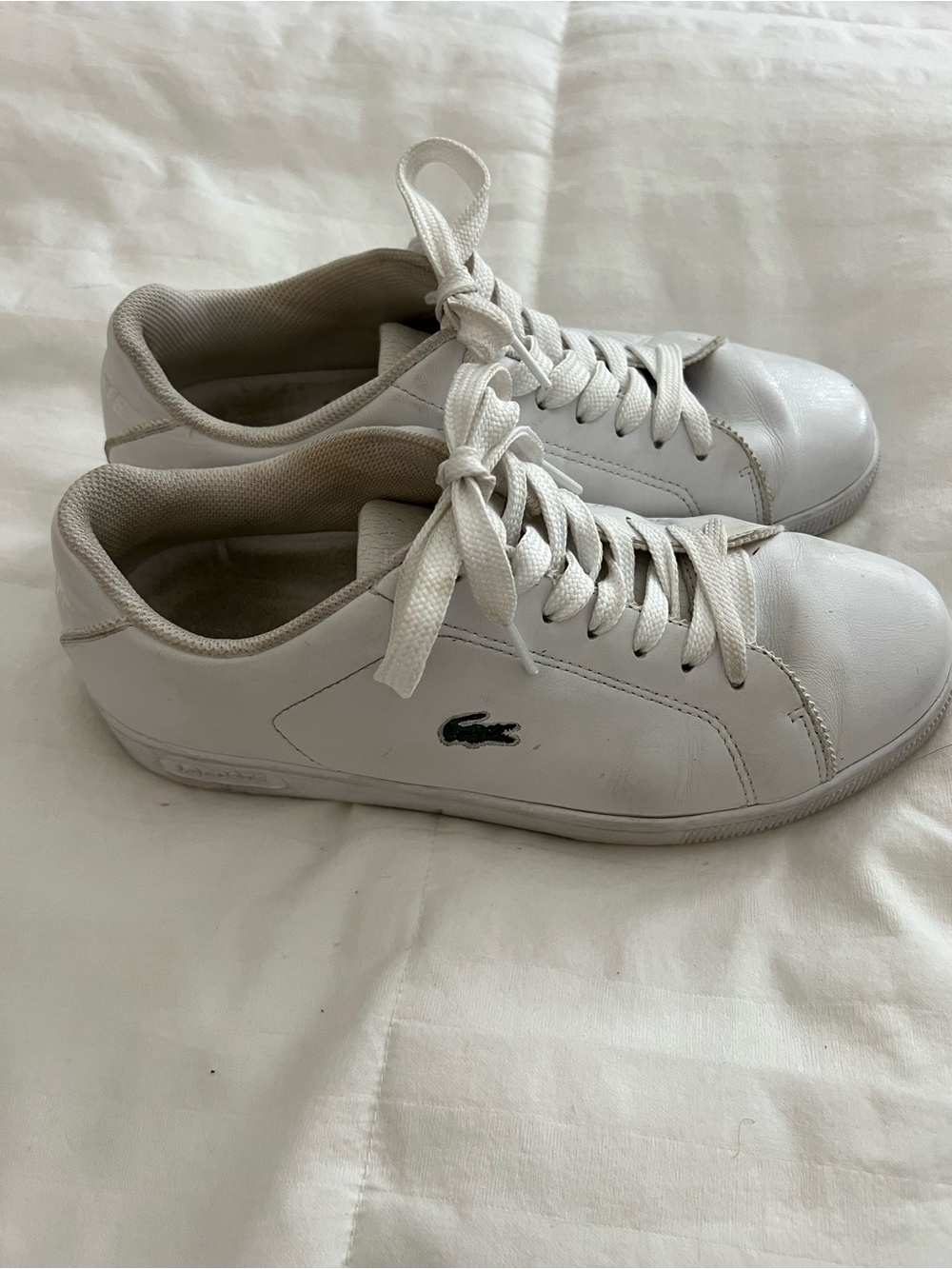 Lacoste Women’s White Leather Low-Top Sneakers with Green Croc